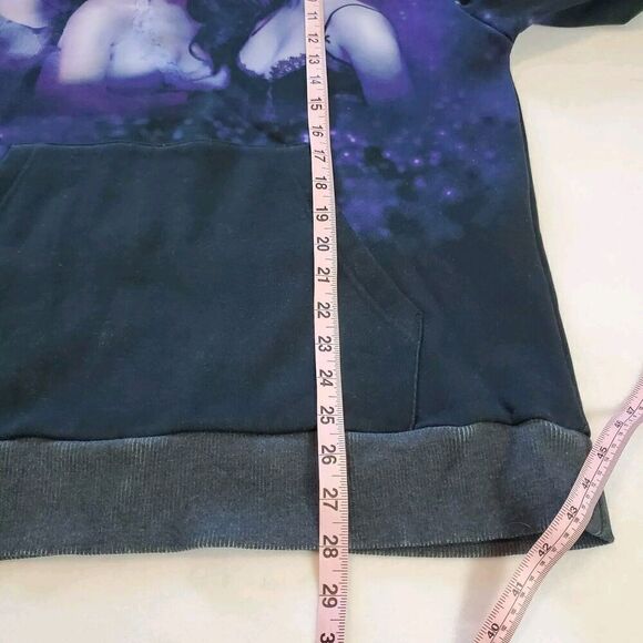 Charmed Dumbgood Womens Size M Comic Big Print Embroidered Hoodie Purple Black - Picture 9 of 9